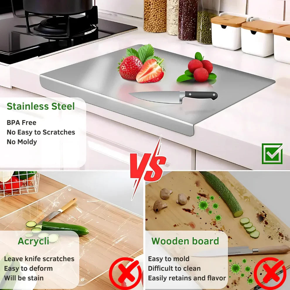 Premium Stainless Steel Anti-Skid Kitchen Chopping Board